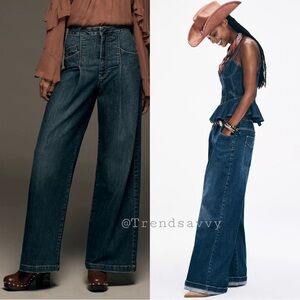 Anthropologie Pilcro Emory Wide Leg Jeans Size 28 Dark Wash High Rise NWT
